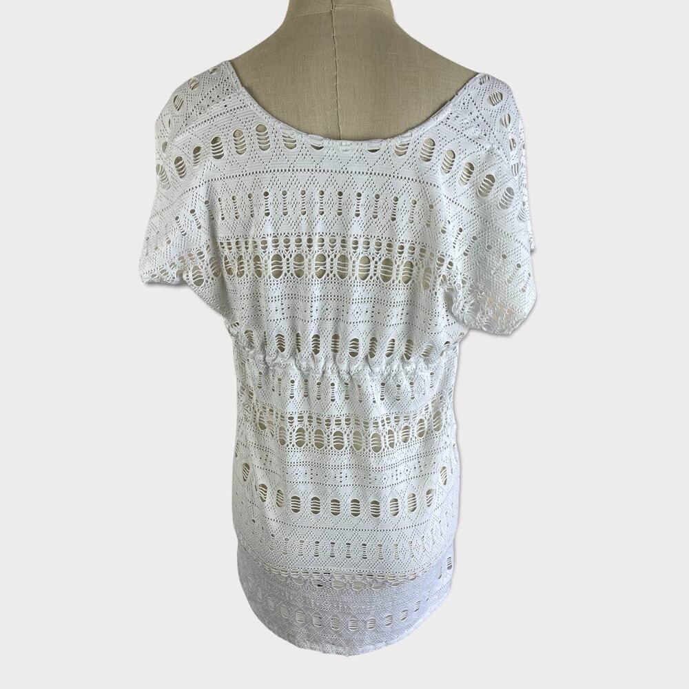 Wave Zone Womens White Swim Cover Up Top Small Cap Sleeve - Picture 4 of 11